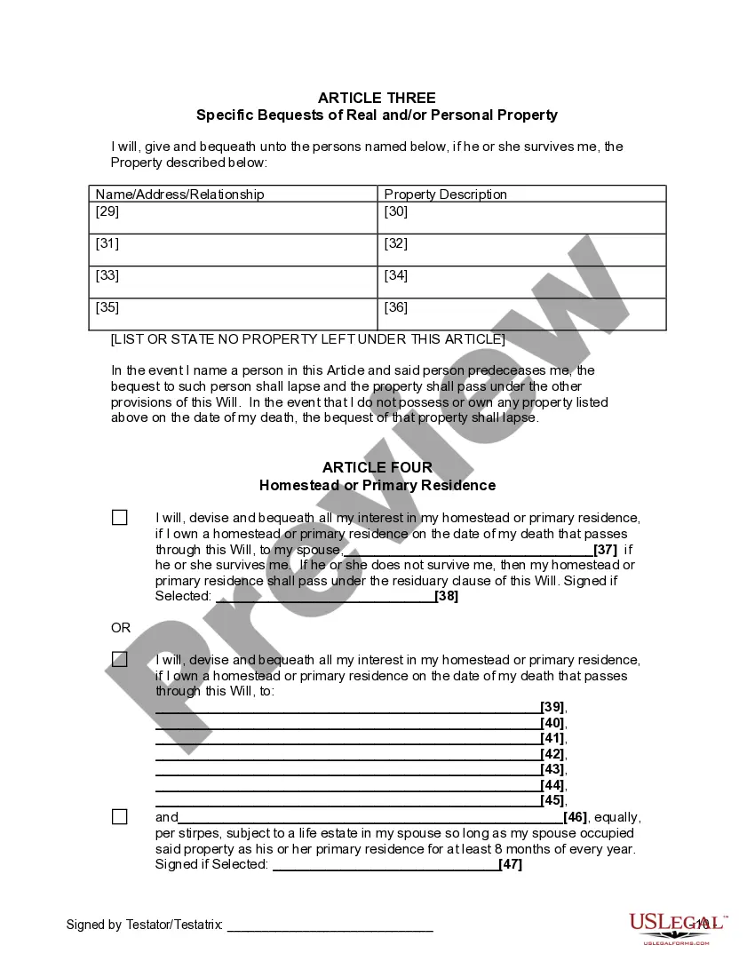 Preview Last Will and Testament for Divorced and Remarried Person with Mine, Yours and Ours Children