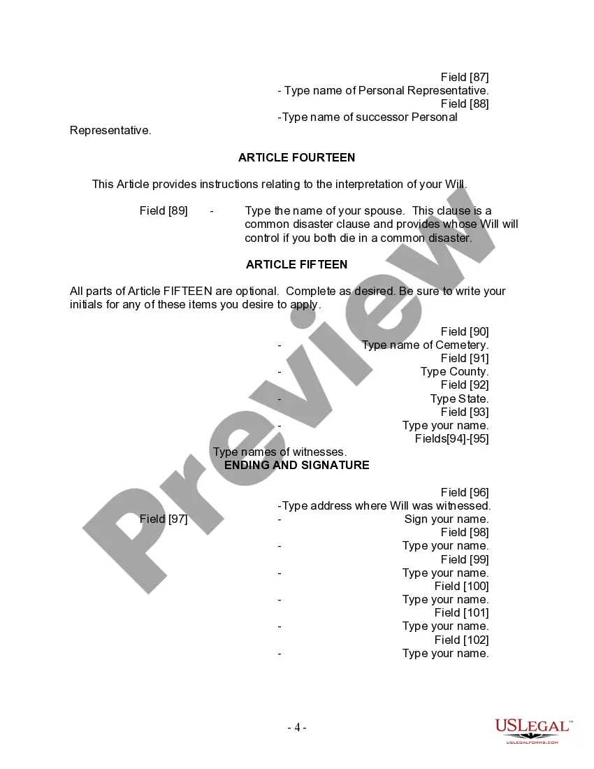 Preview Last Will and Testament for Divorced and Remarried Person with Mine, Yours and Ours Children
