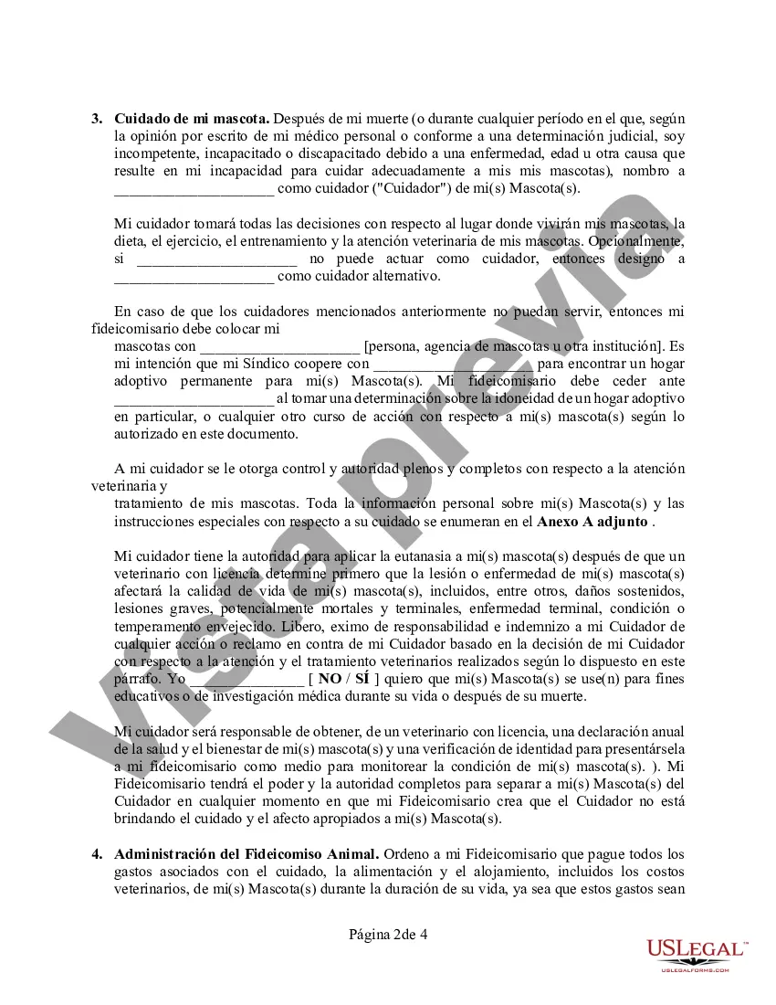 Preview Codicilo al formulario de testamento para enmendar su testamento - Testamentary Pet Trust