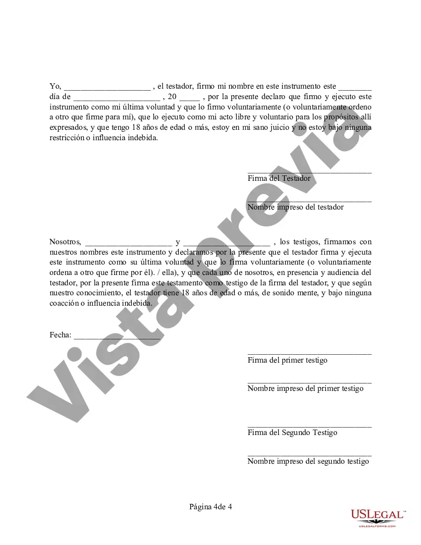 Preview Codicilo al formulario de testamento para enmendar su testamento - Testamentary Pet Trust