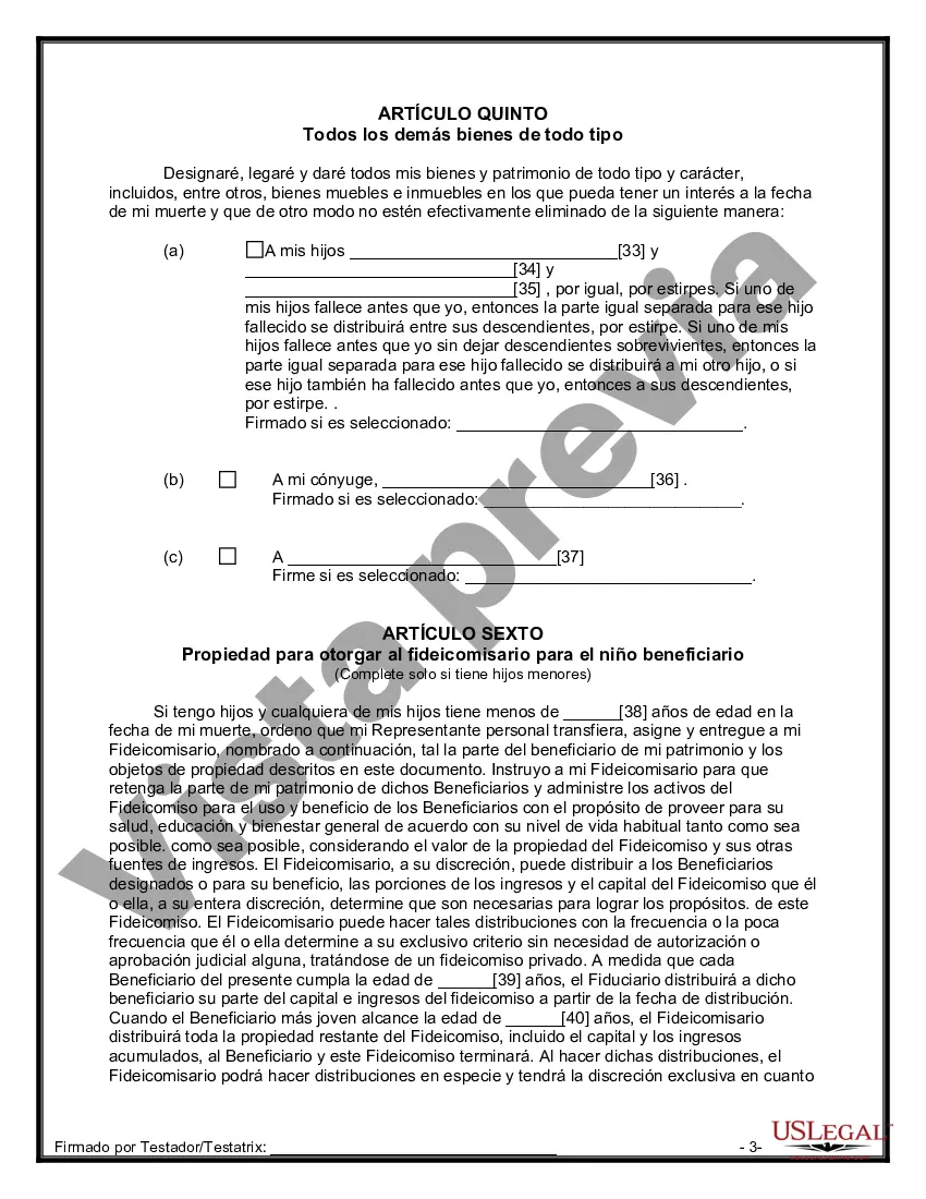 Preview Última voluntad y testamento para otras personas