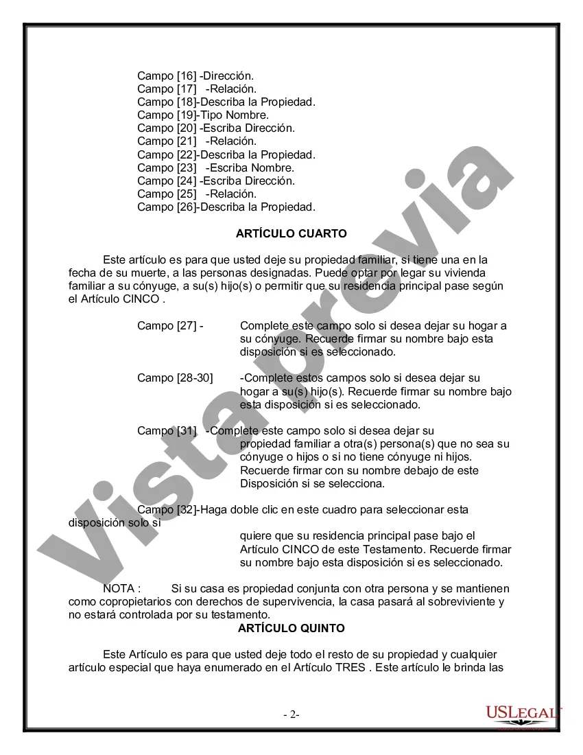 Preview Última voluntad y testamento para otras personas