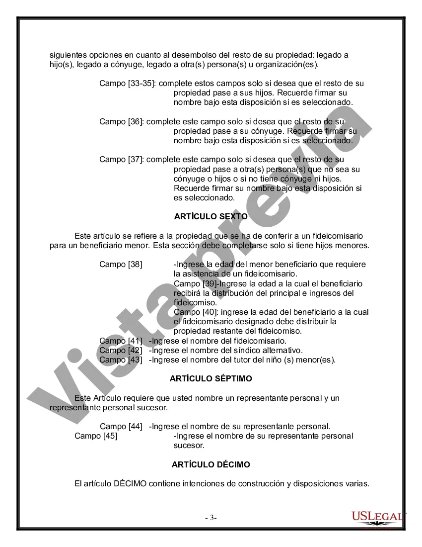 Preview Última voluntad y testamento para otras personas