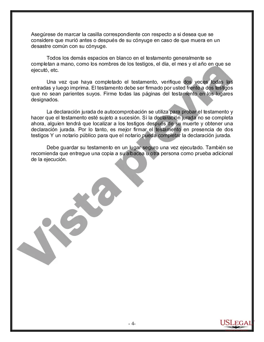 Preview Última voluntad y testamento para otras personas