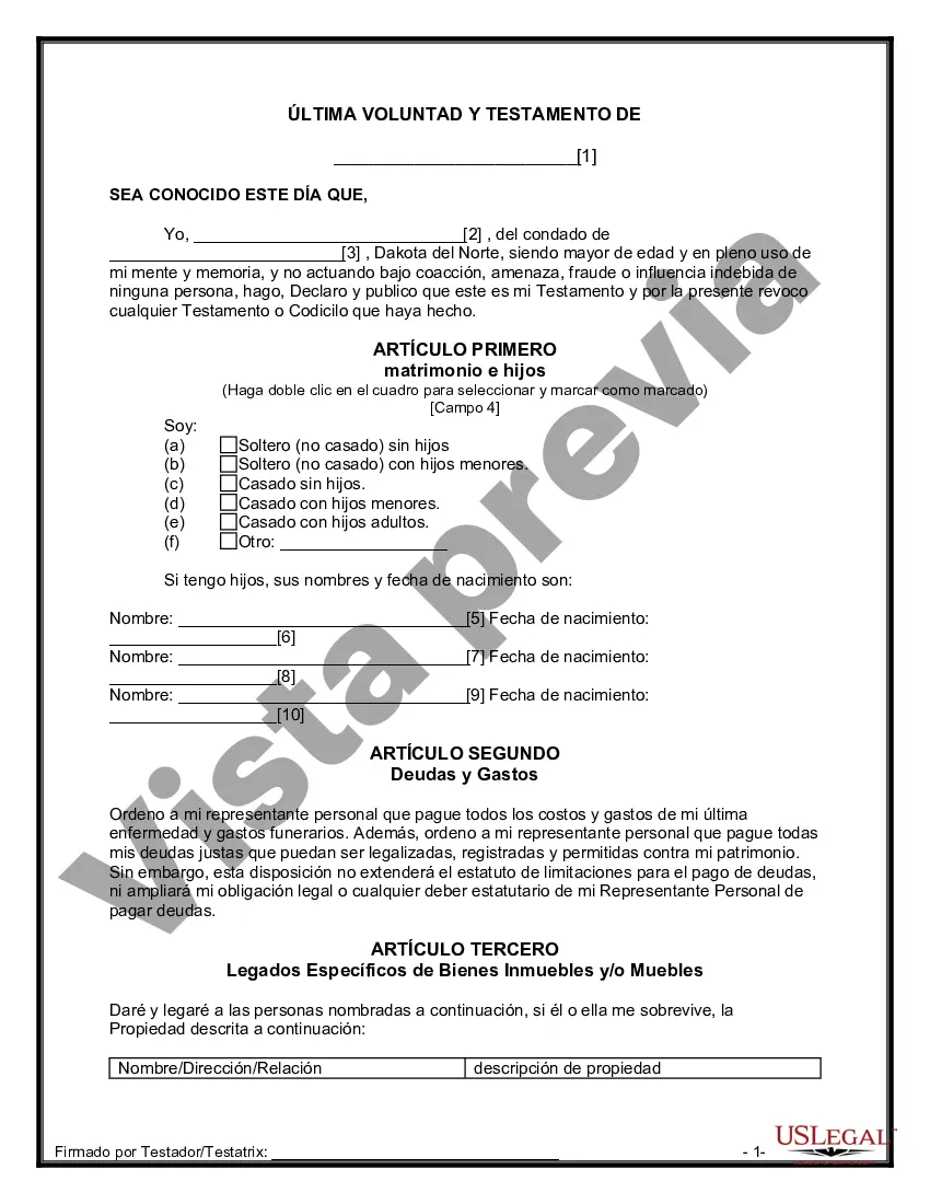 Preview Última voluntad y testamento para otras personas