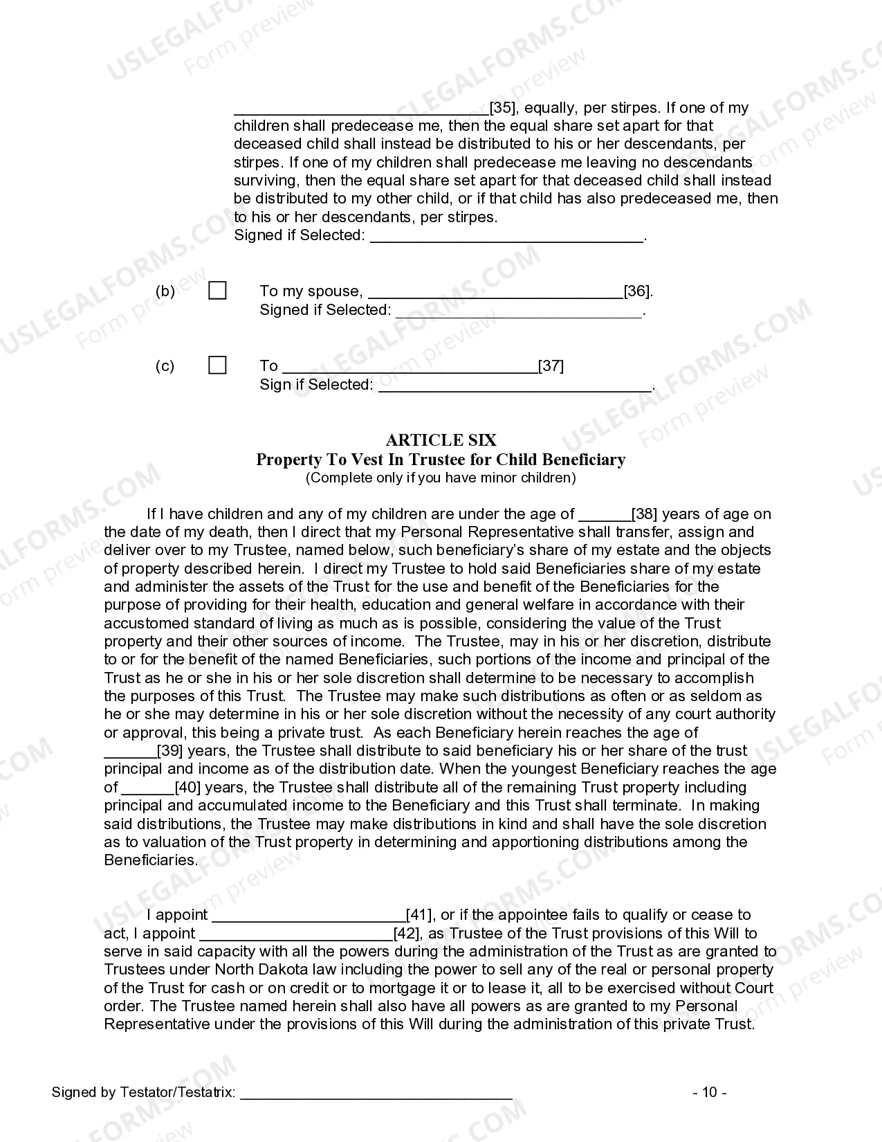 Preview Last Will and Testament for other Persons