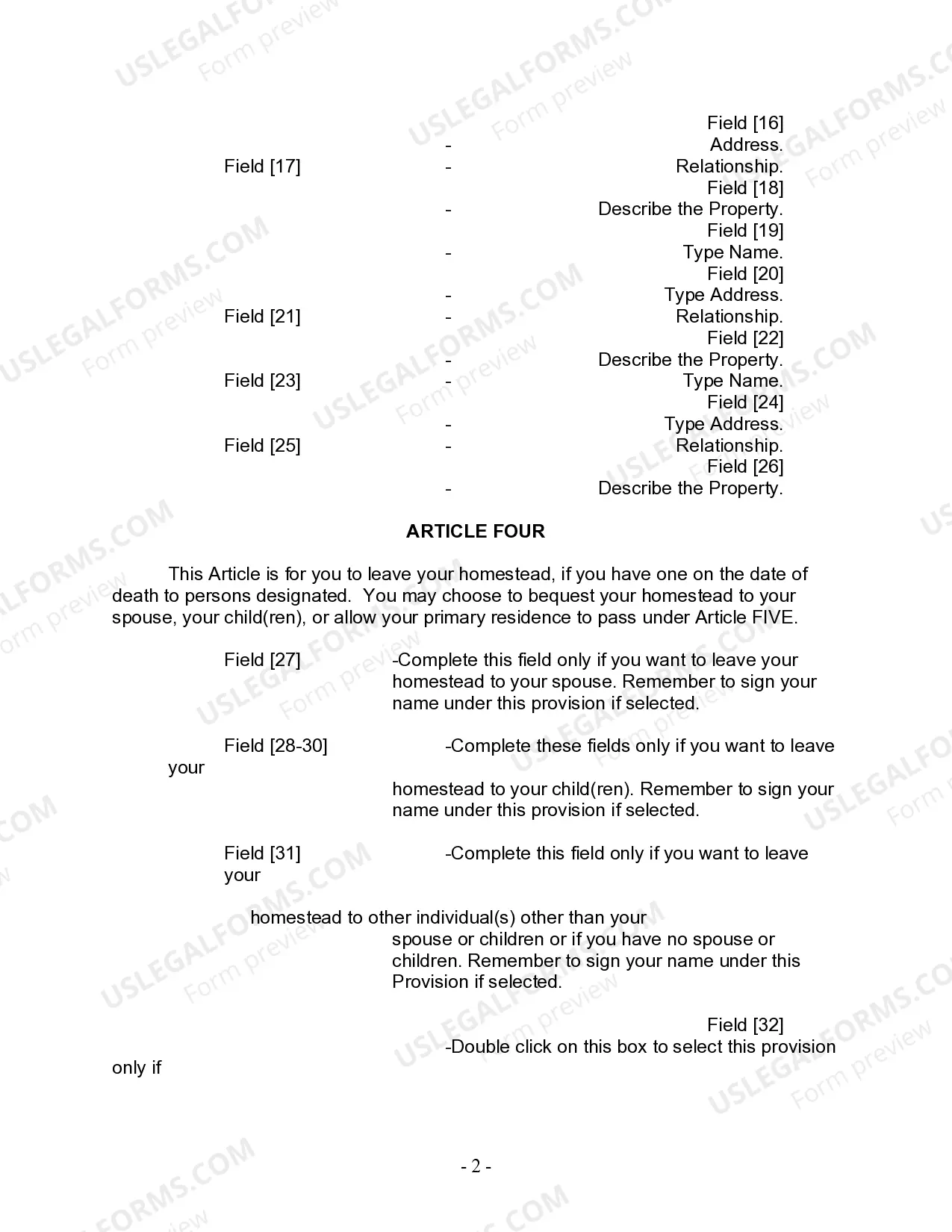 Preview Last Will and Testament for other Persons