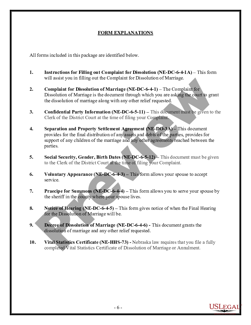 page 5 No-Fault Uncontested Agreed Divorce Package for Dissolution of Marriage with Adult Children and with or without Property and Debts preview