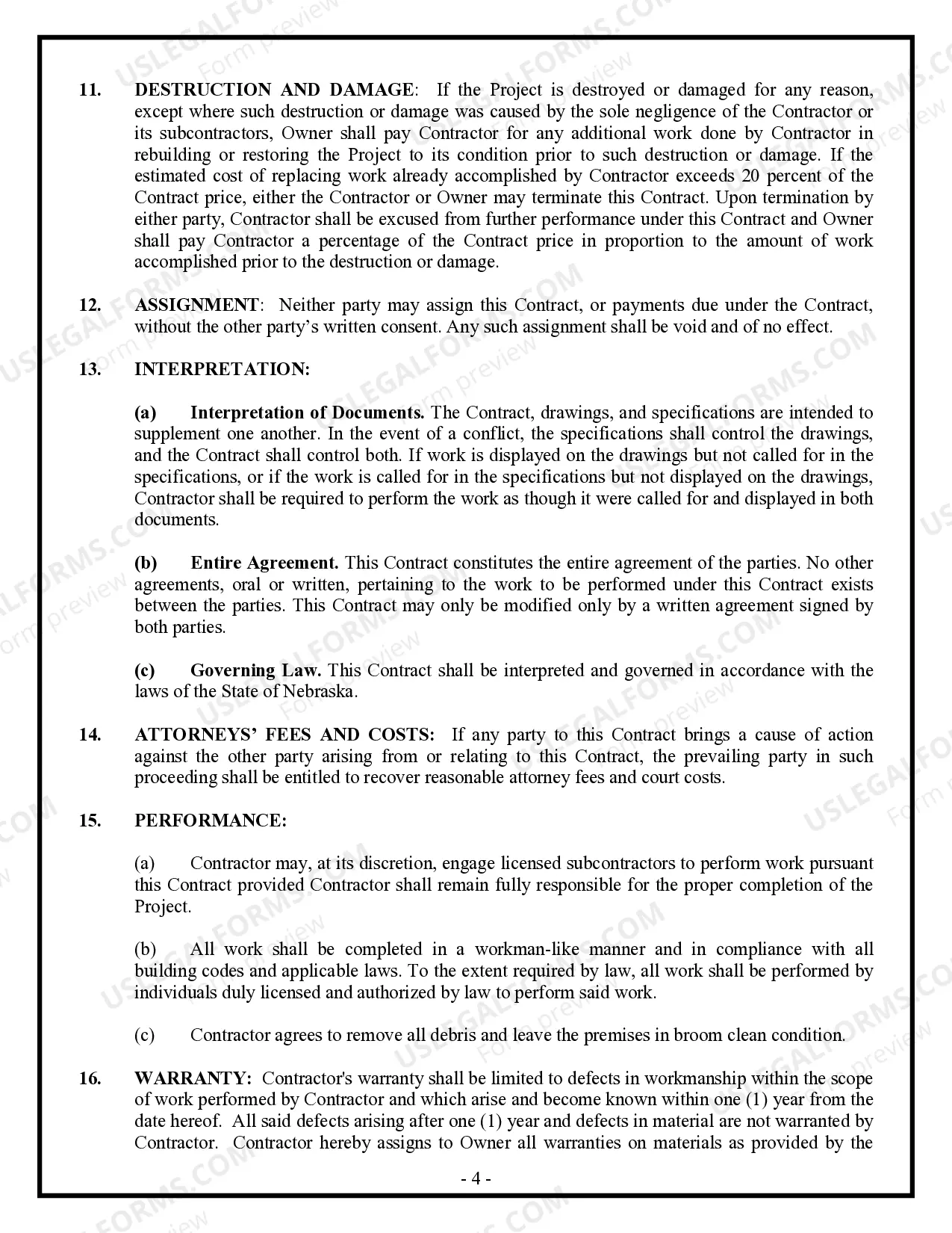 Preview Renovation Contract for Contractor