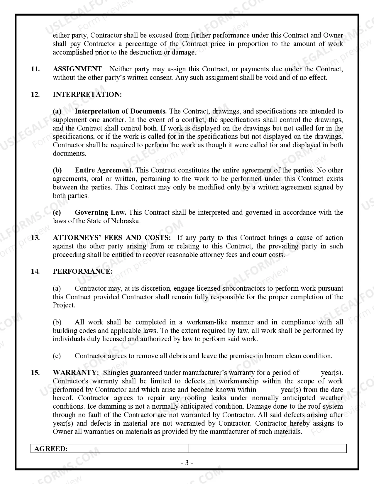 Preview Roofing Contract for Contractor