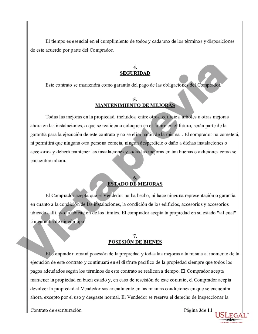 Preview Acuerdo o Contrato de Escritura de Venta y Compra de Bienes Raíces a/k/a Terreno o Contrato de Ejecución