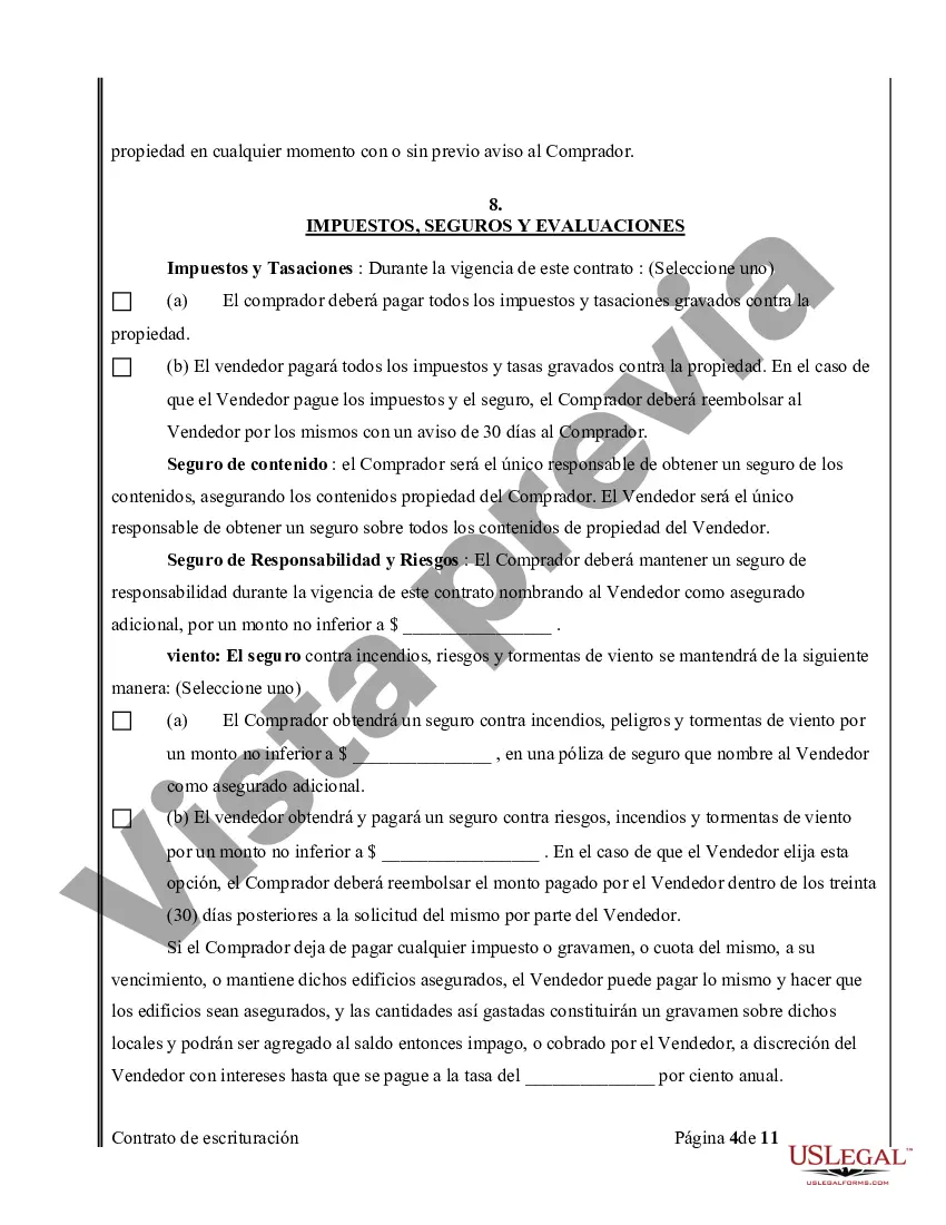 Preview Acuerdo o Contrato de Escritura de Venta y Compra de Bienes Raíces a/k/a Terreno o Contrato de Ejecución