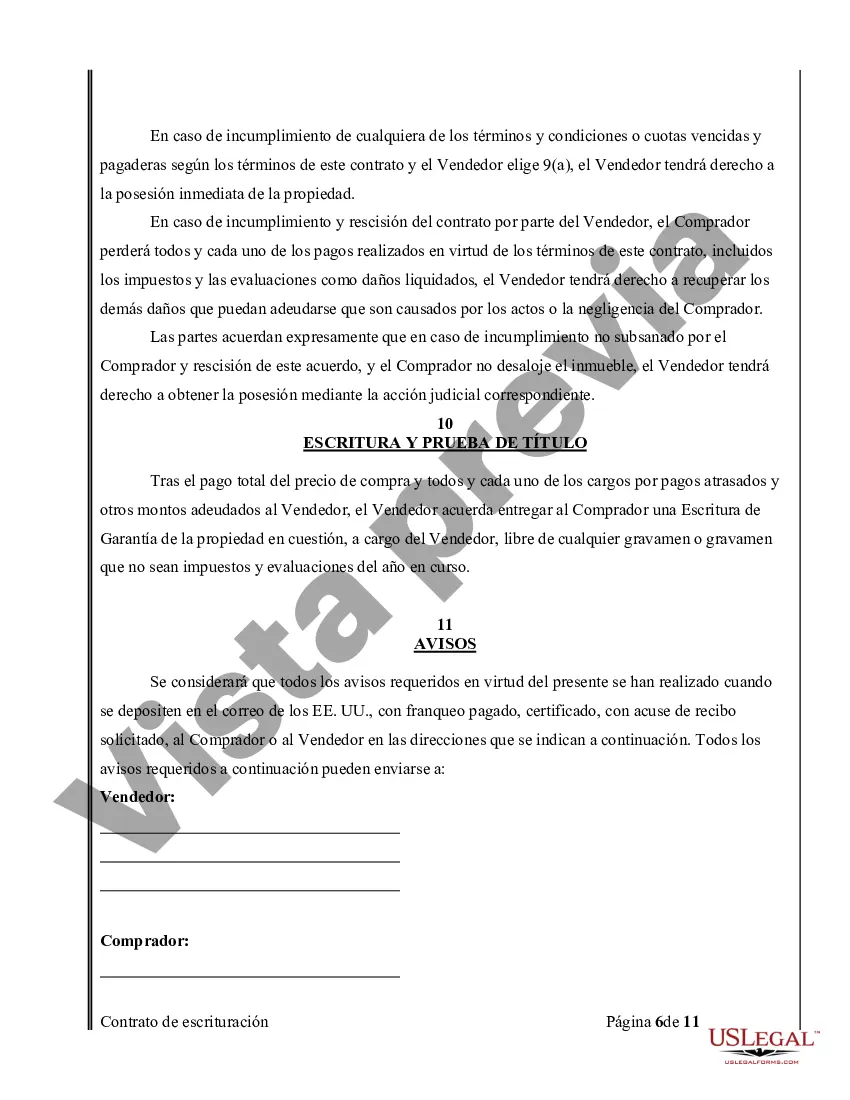 Preview Acuerdo o Contrato de Escritura de Venta y Compra de Bienes Raíces a/k/a Terreno o Contrato de Ejecución