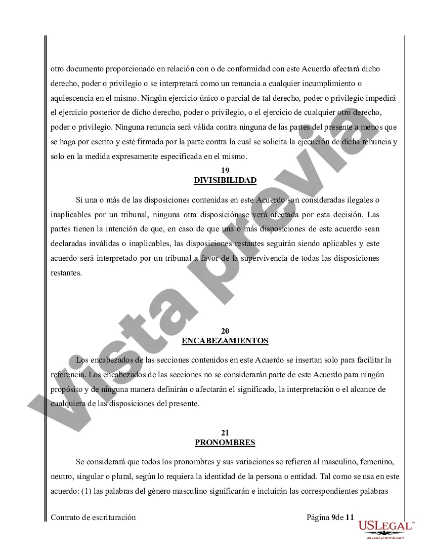 Preview Acuerdo o Contrato de Escritura de Venta y Compra de Bienes Raíces a/k/a Terreno o Contrato de Ejecución