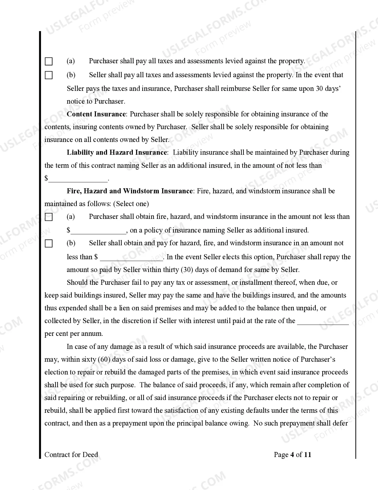 Preview Agreement or Contract for Deed for Sale and Purchase of Real Estate a/k/a Land or Executory Contract