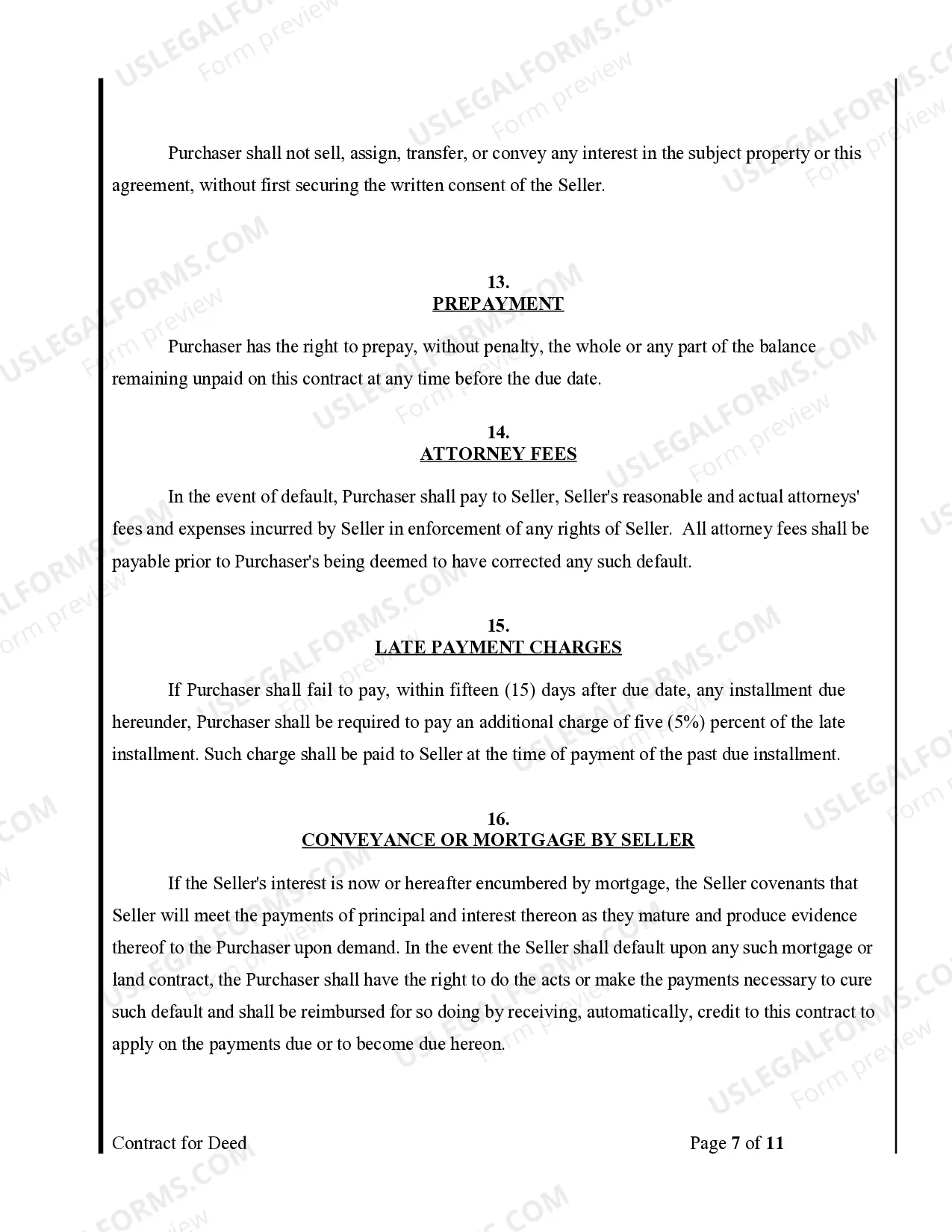 Preview Agreement or Contract for Deed for Sale and Purchase of Real Estate a/k/a Land or Executory Contract