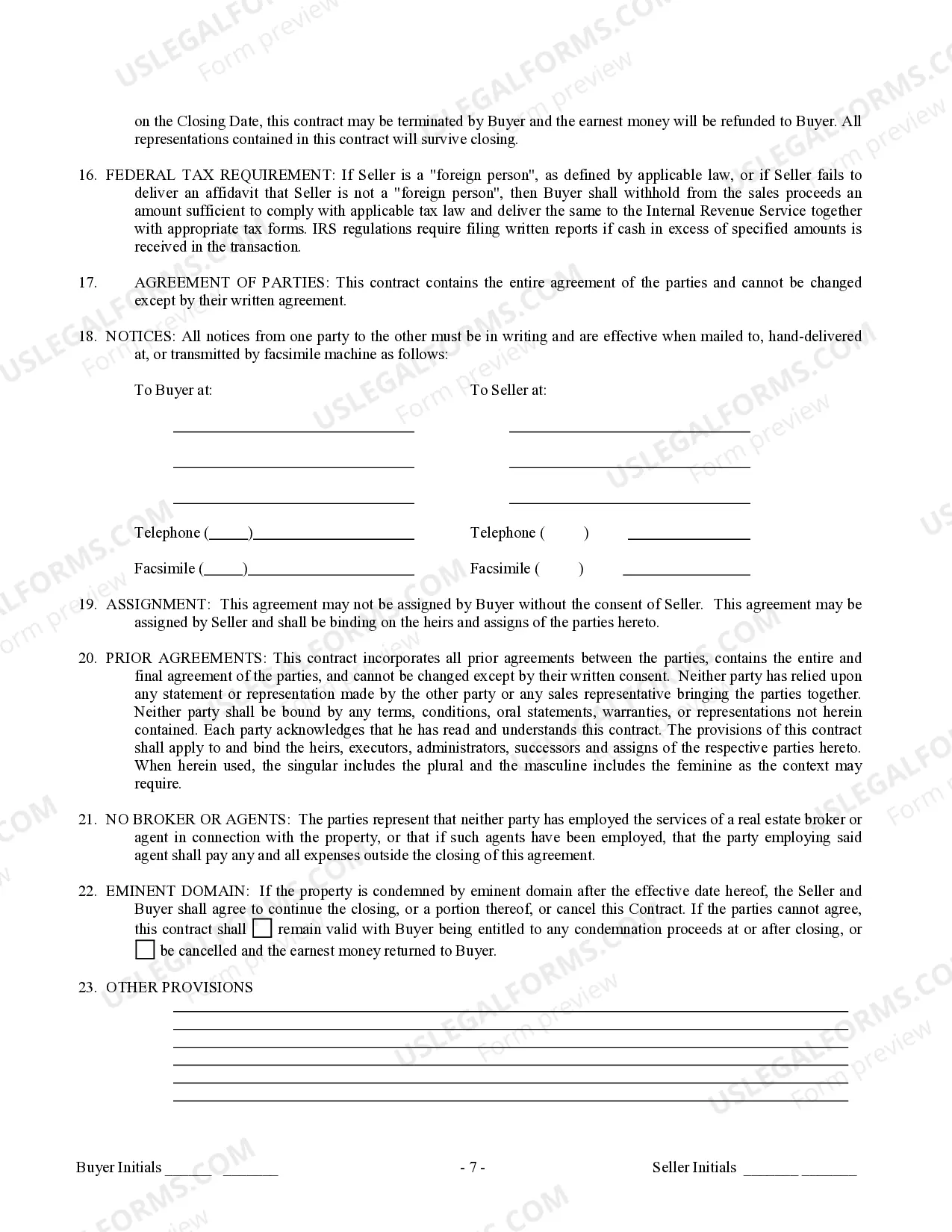 Preview Contract for Sale and Purchase of Real Estate with No Broker for Residential Home Sale Agreement