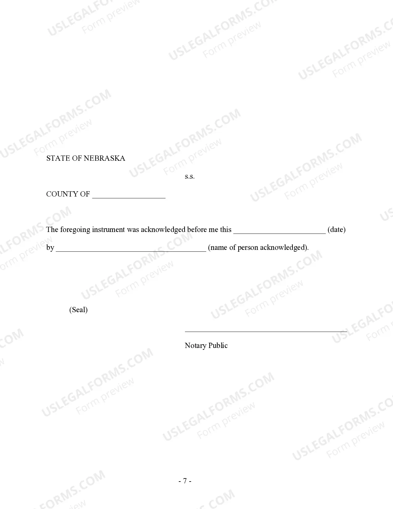 Preview Nebraska Prenuptial Premarital Agreement without Financial Statements