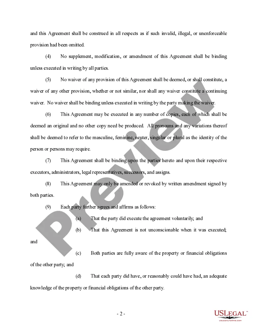 Preview Amendment to Prenuptial or Premarital Agreement