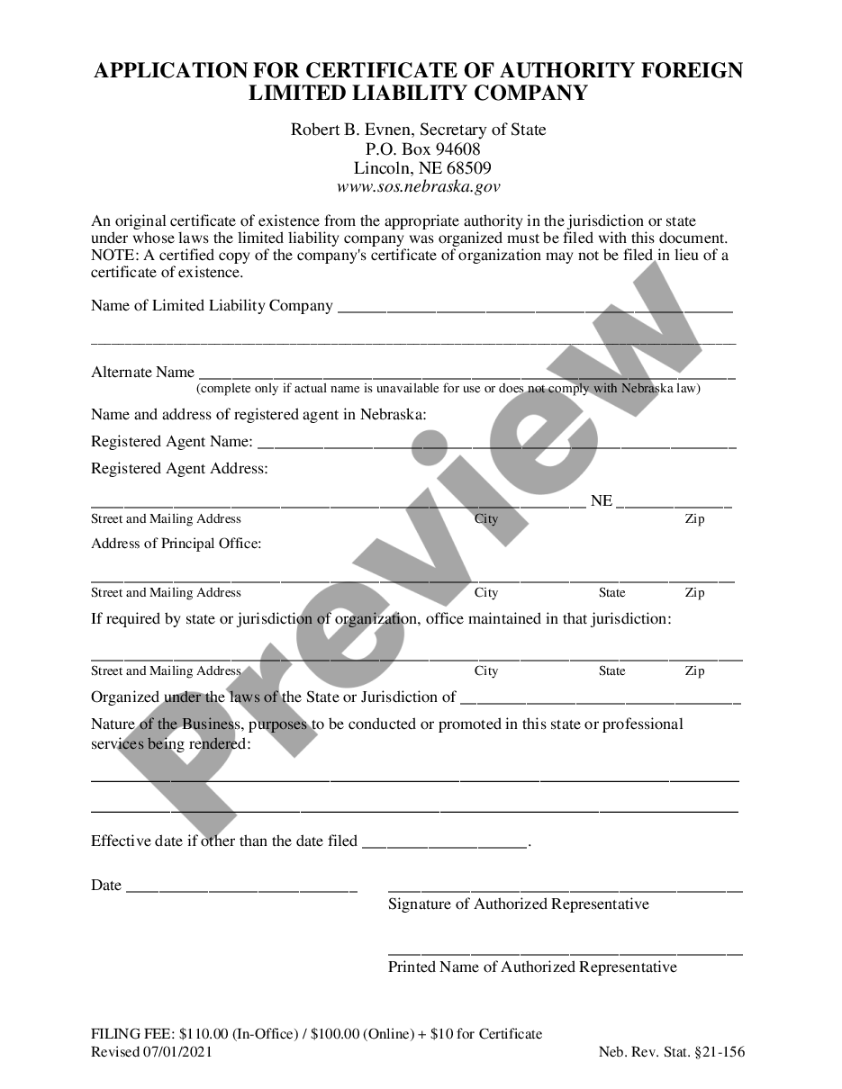 page 2 Nebraska Registration of Foreign Corporation preview