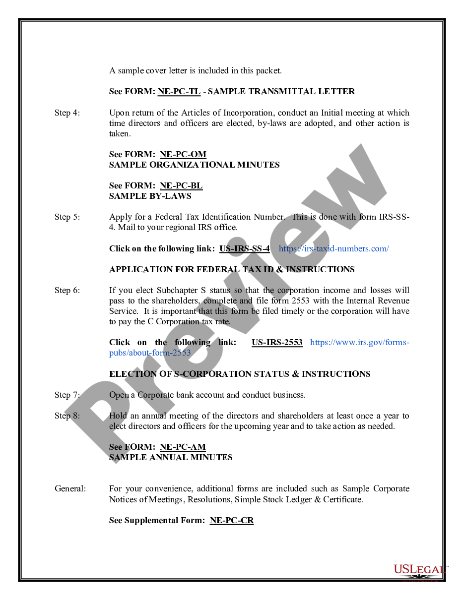 page 8 Professional Corporation Package for Nebraska preview