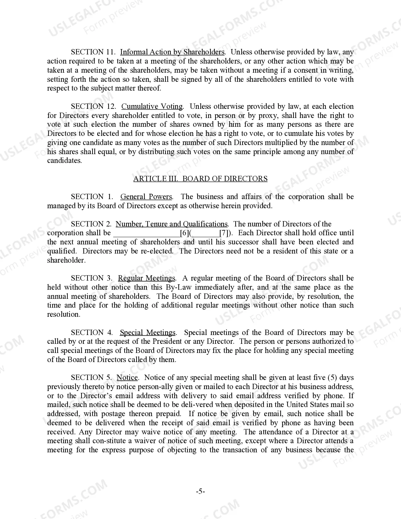 Preview Nebraska Bylaws for Corporation