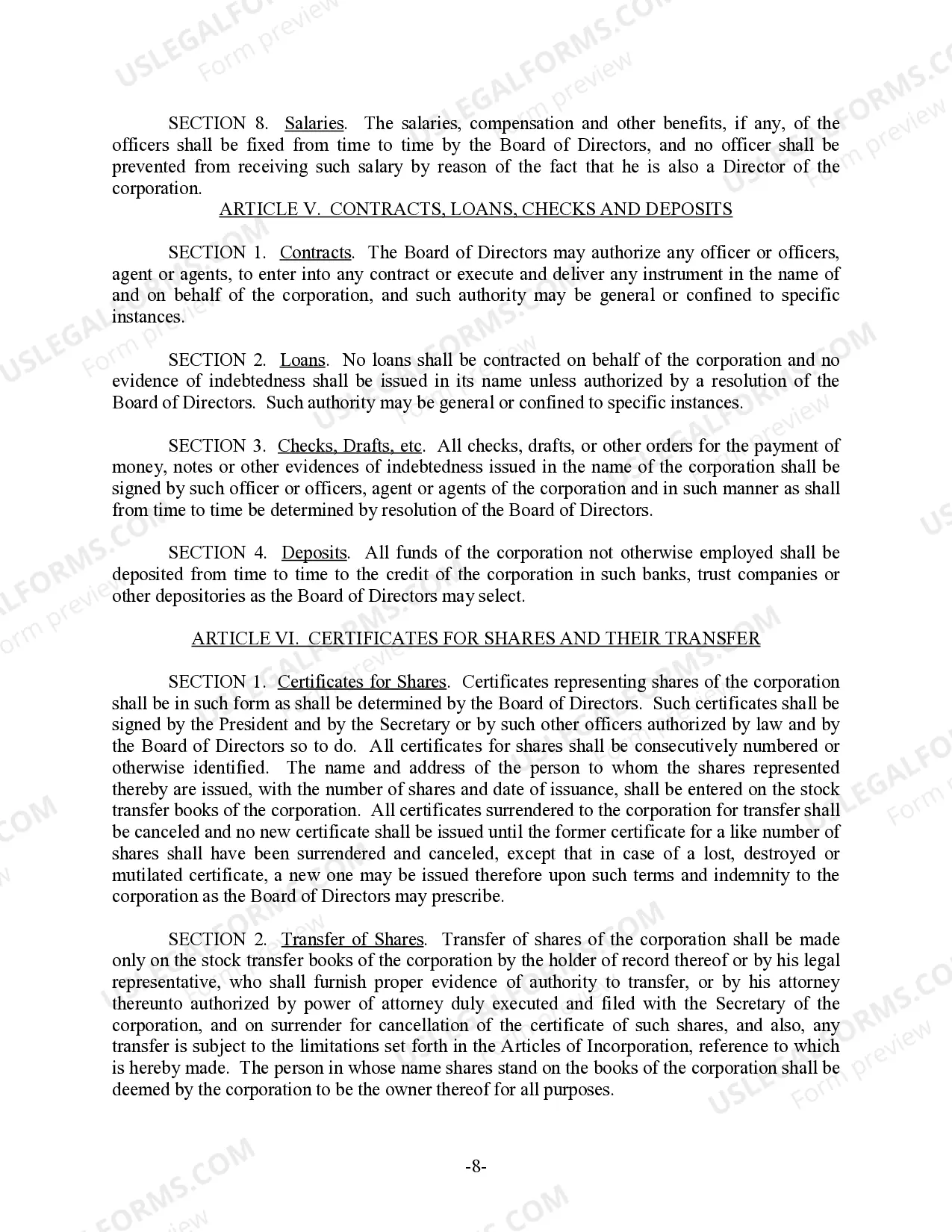 Preview Nebraska Bylaws for Corporation