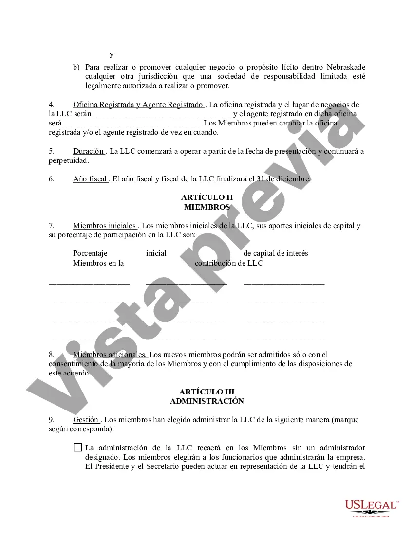 Preview Acuerdo Operativo de Sociedad de Responsabilidad Limitada LLC