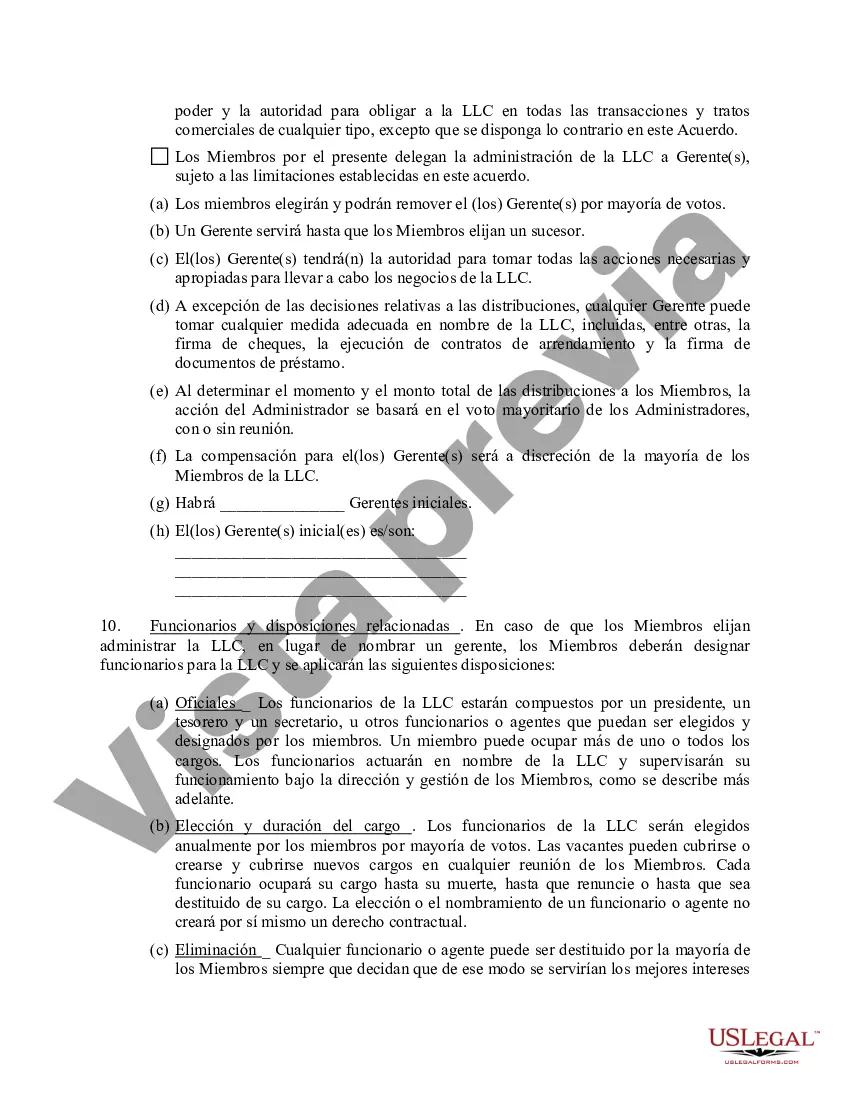 Preview Acuerdo Operativo de Sociedad de Responsabilidad Limitada LLC