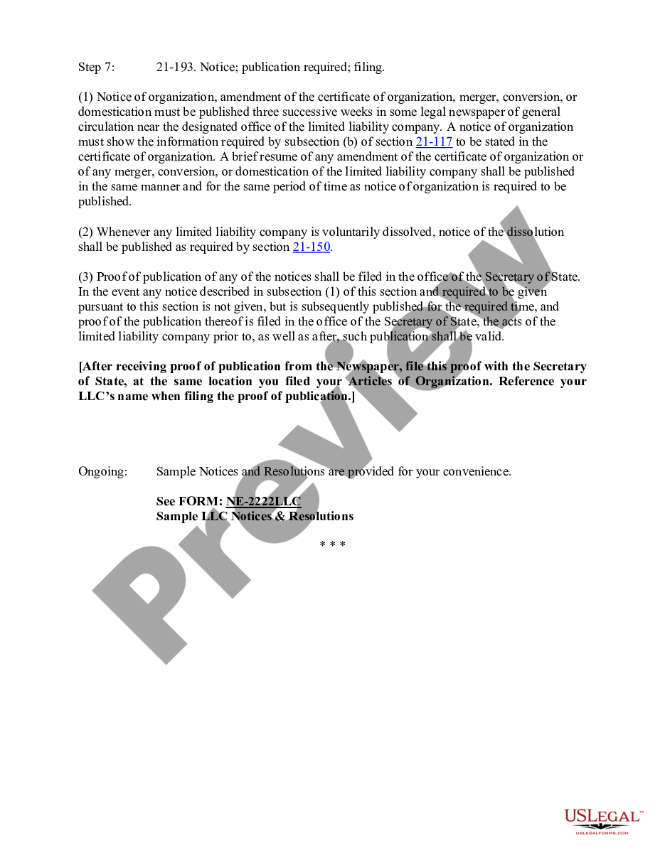page 9 Nebraska Limited Liability Company LLC Formation Package preview