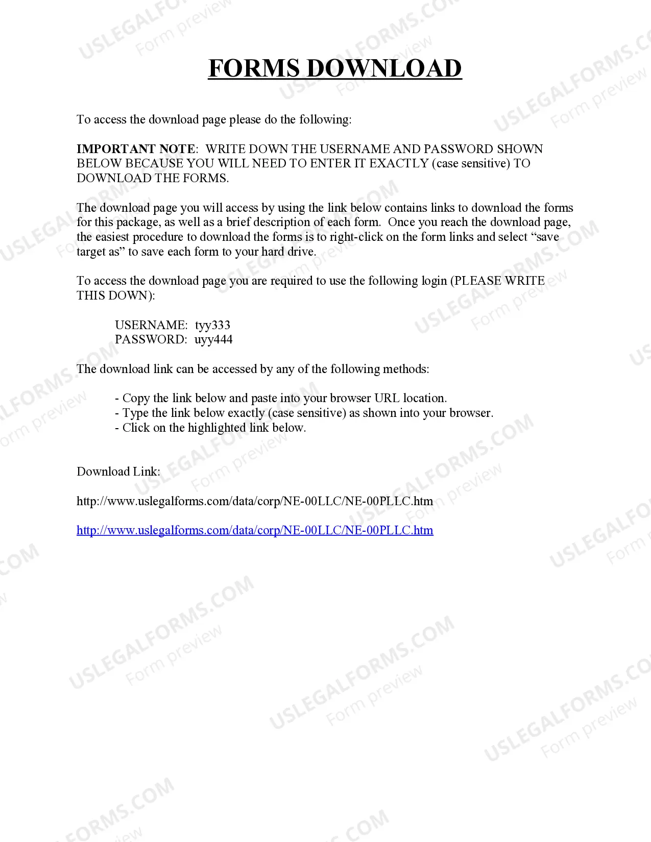 Preview Nebraska Professional Limited Liability Company PLLC Formation Package