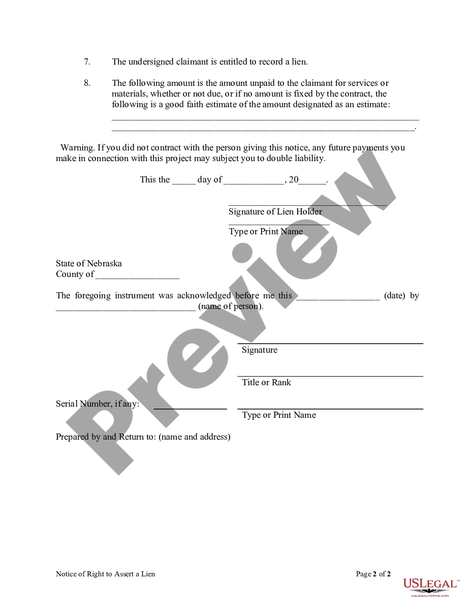 page 1 Notice of Right to Assert a Lien - Individual preview