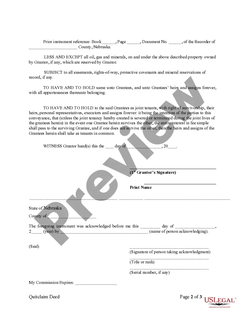 Preview Quitclaim Deed from Individual to Husband and Wife
