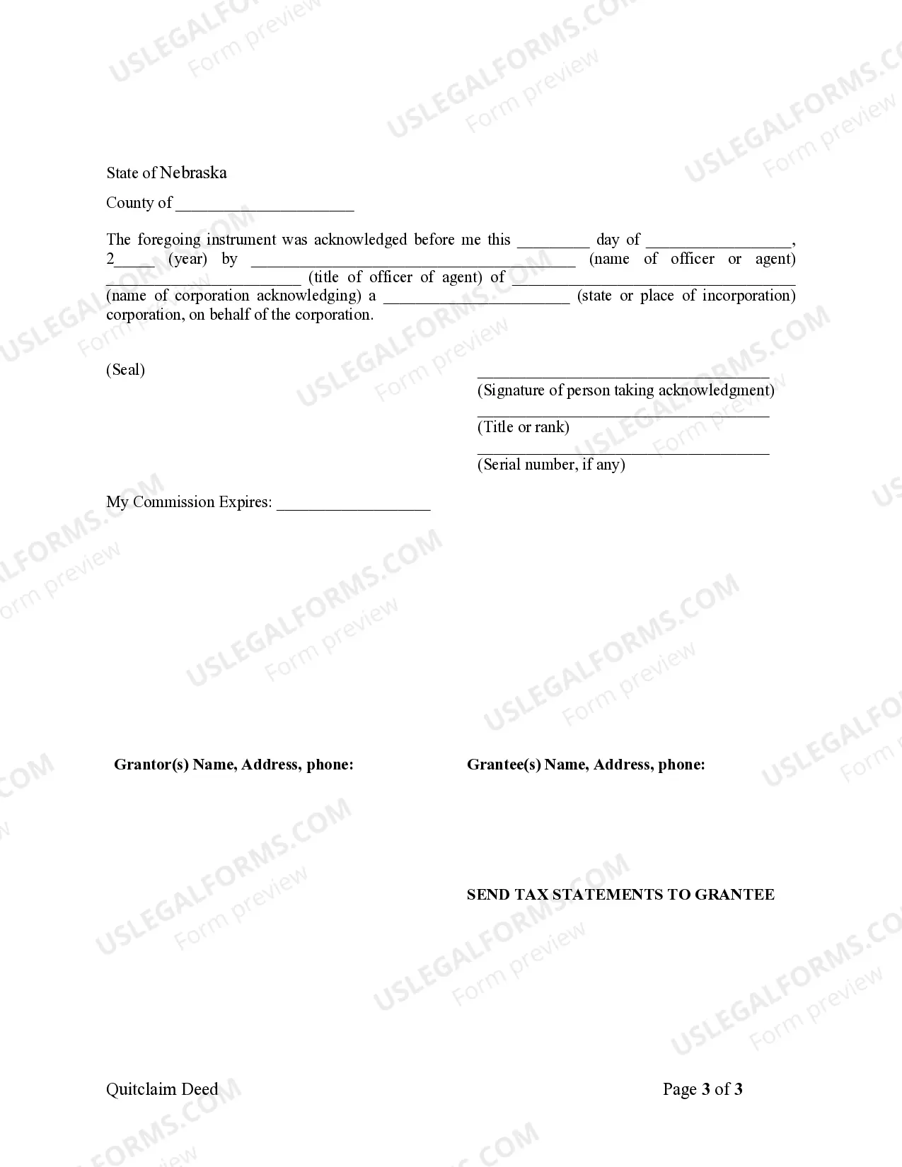 Preview Quitclaim Deed from Corporation to Husband and Wife