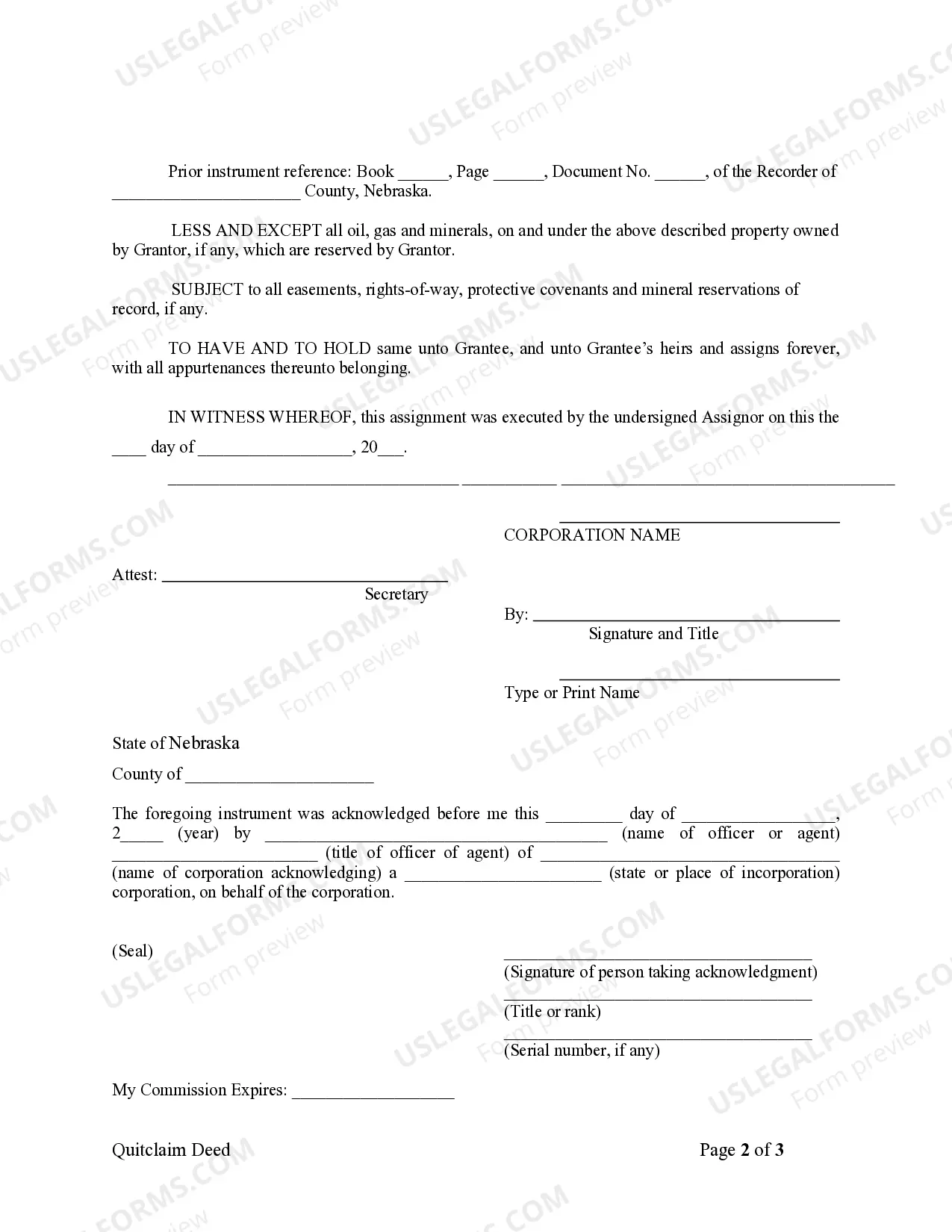 Preview Quitclaim Deed from Corporation to Individual