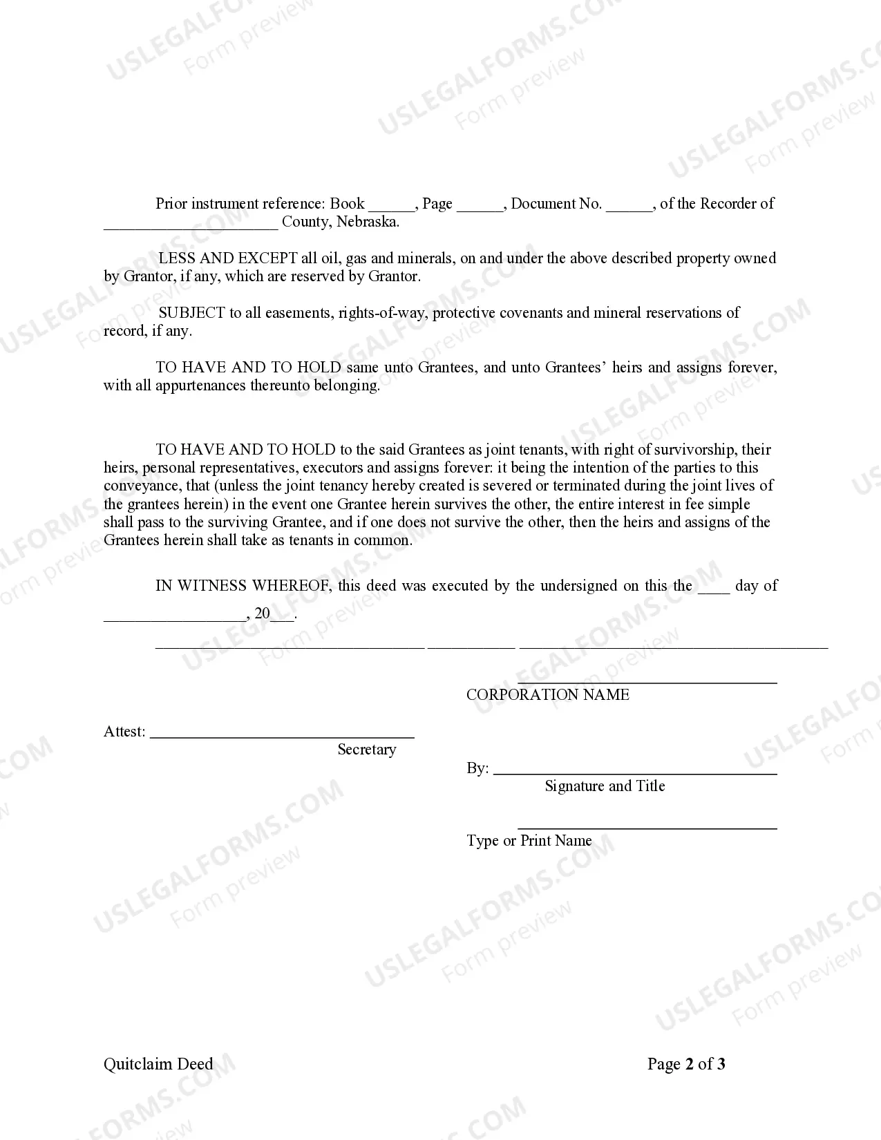 Preview Quitclaim Deed from Corporation to Two Individuals