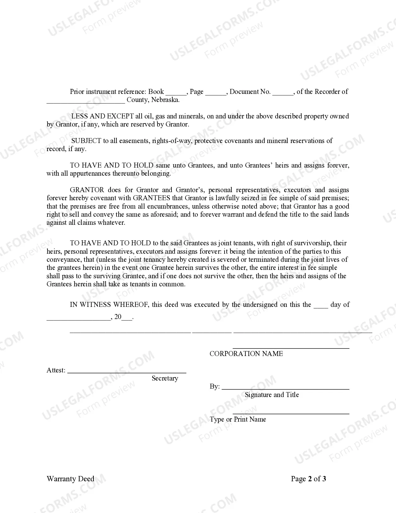 Preview Warranty Deed from Corporation to Two Individuals