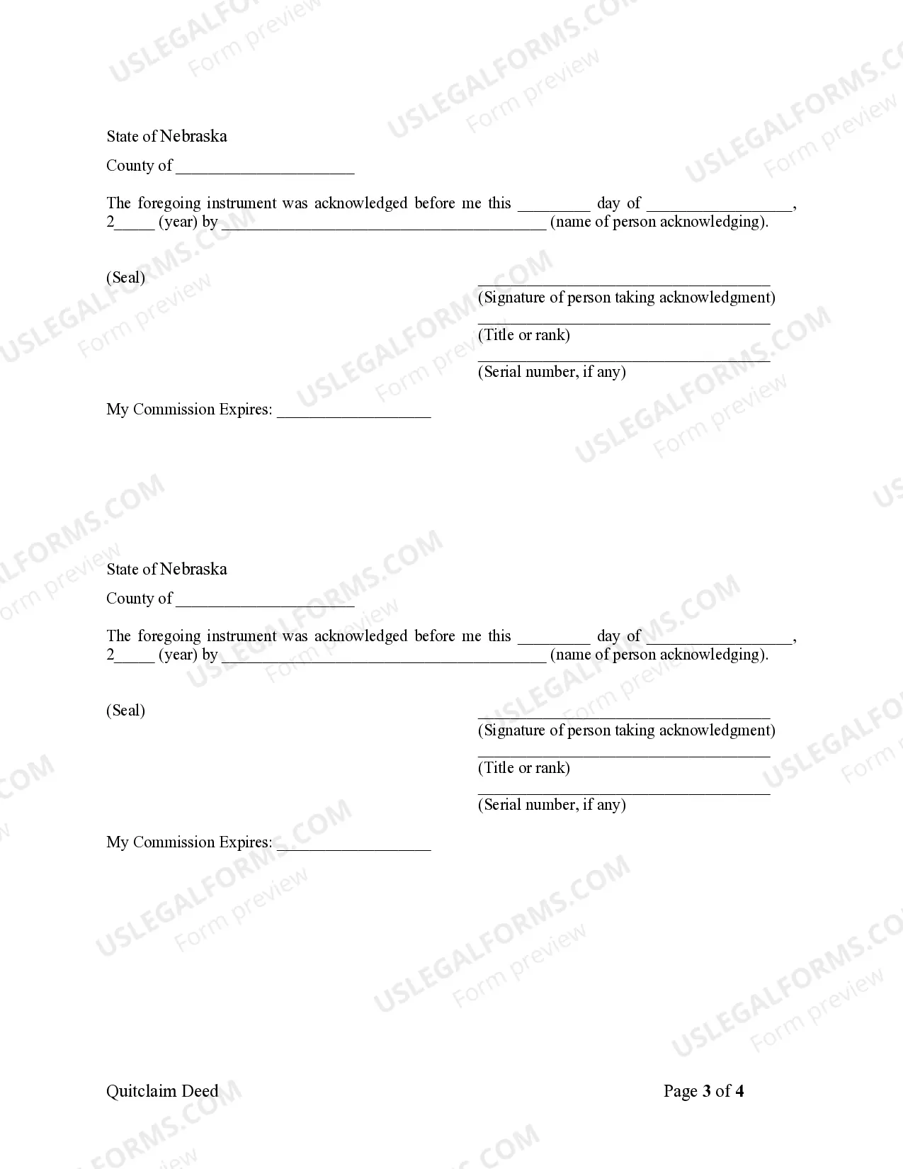 Preview Quitclaim Deed from Husband and Wife to Husband and Wife