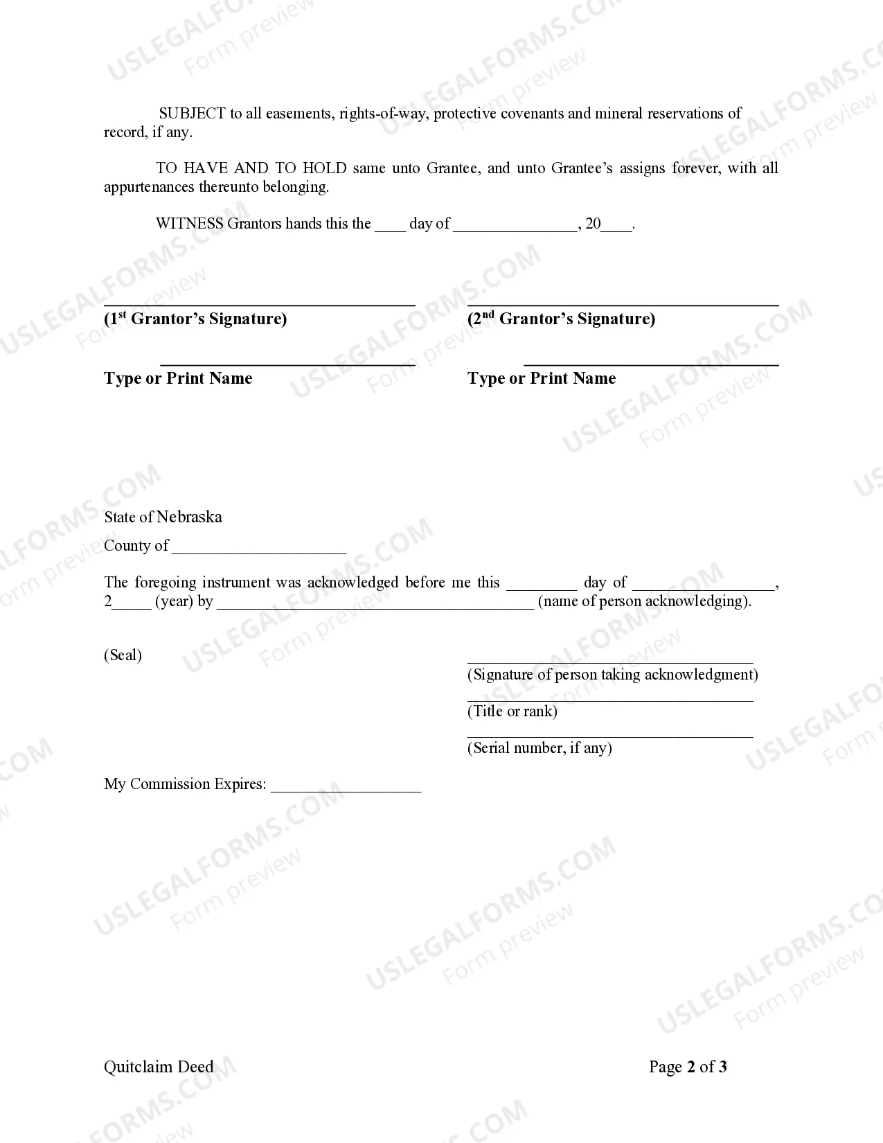 Preview Quitclaim Deed - Two Individuals to One Individual