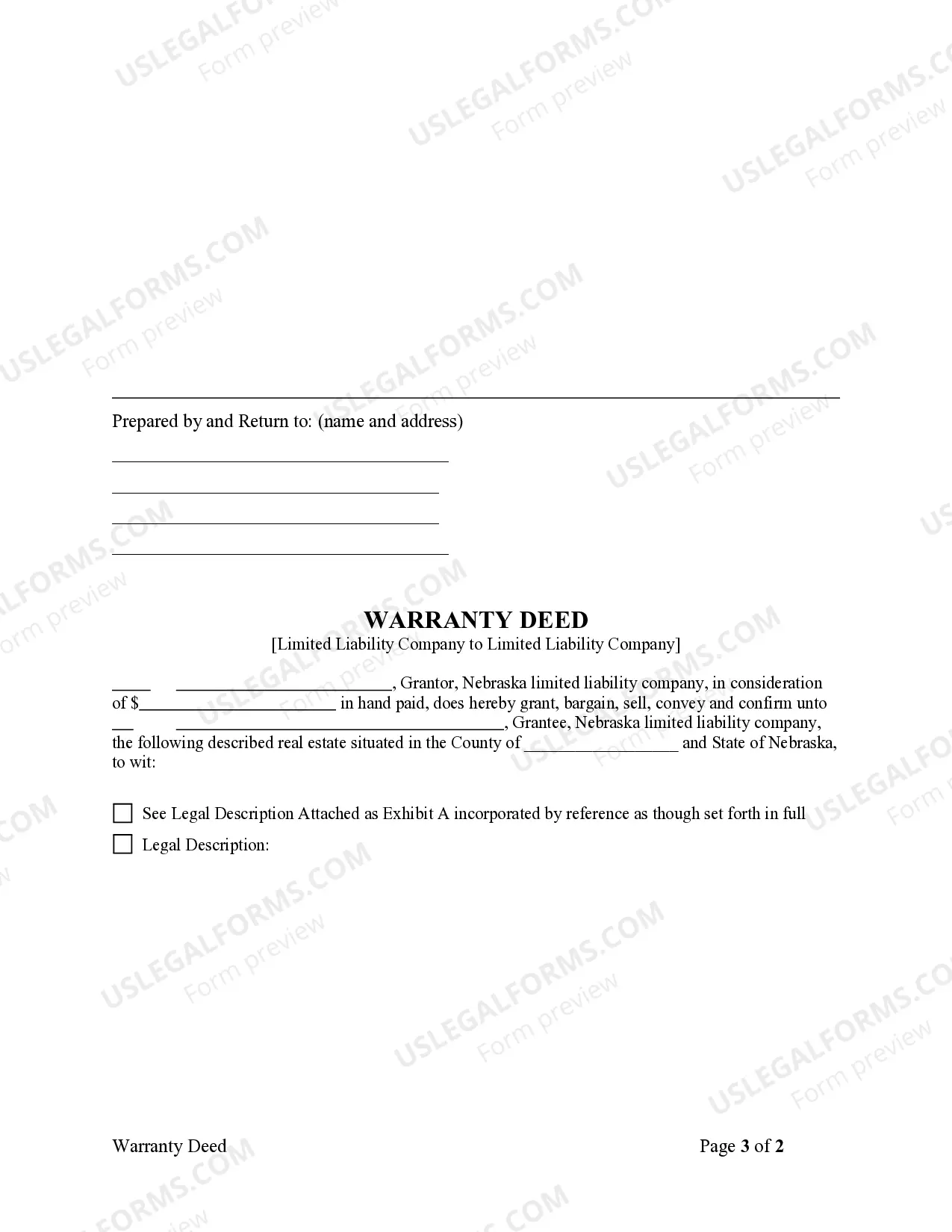 Preview Warranty Deed - Limited Liability Company to Limited Liability Company