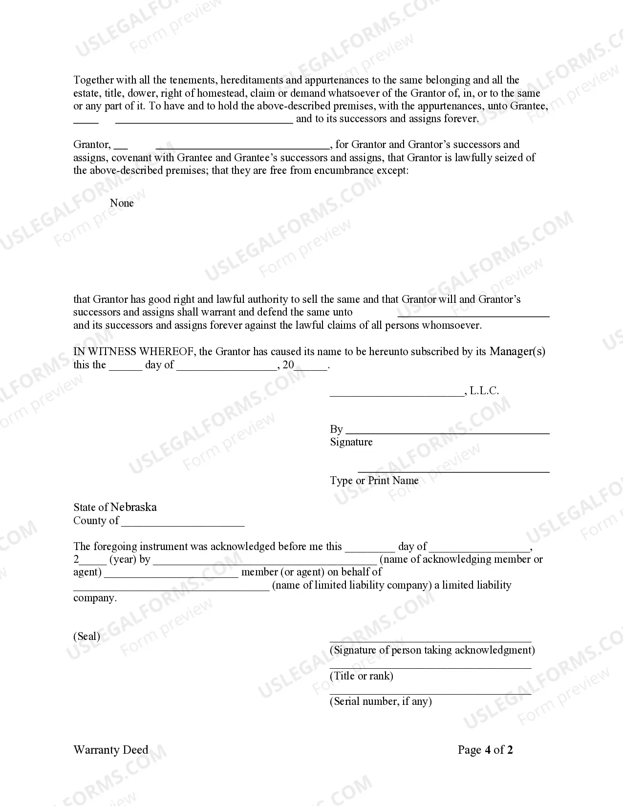 Preview Warranty Deed - Limited Liability Company to Limited Liability Company