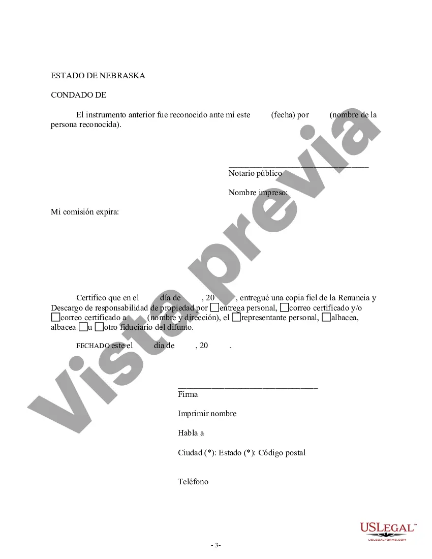 Preview Renuncia y renuncia de tenencia conjunta o interés de tenencia