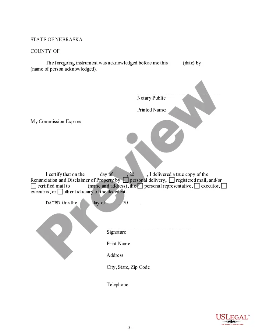 Preview Renunciation And Disclaimer of Joint Tenant or Tenancy Interest