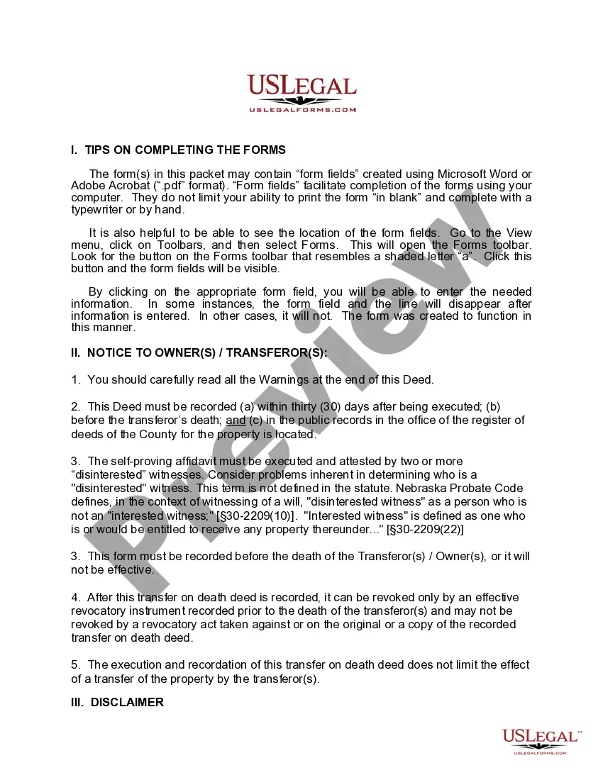 Preview Transfer on Death Deed or TOD - Beneficiary Deed - Individual to Two Individuals without provision for Alternate Beneficiary