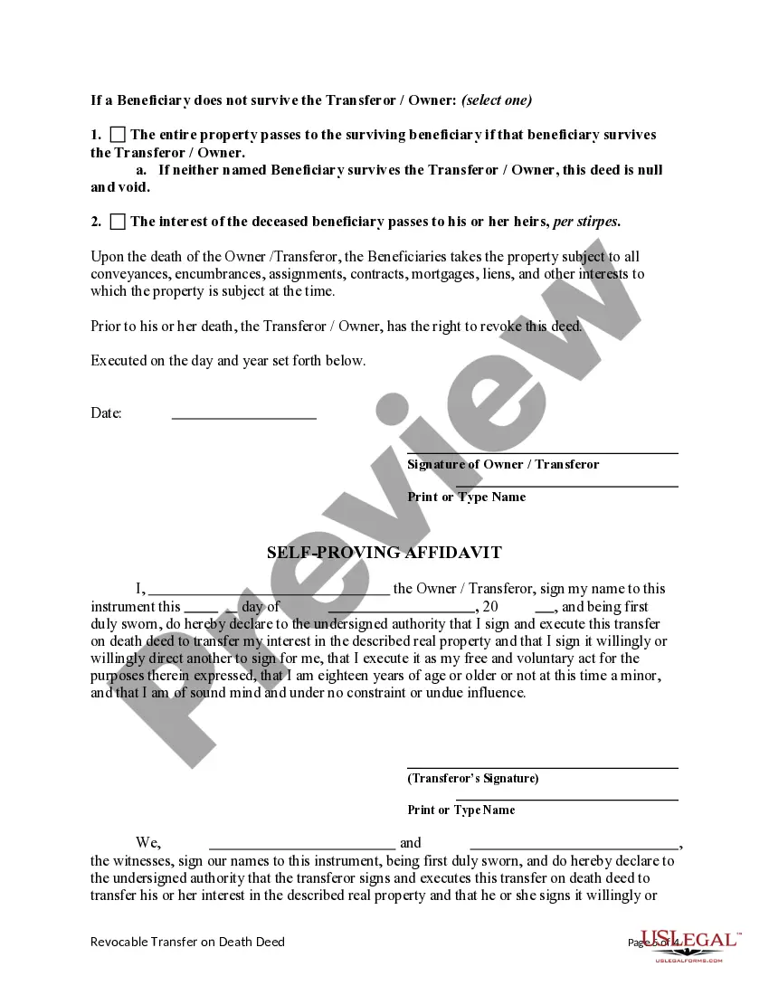 Preview Transfer on Death Deed or TOD - Beneficiary Deed - Individual to Two Individuals without provision for Alternate Beneficiary
