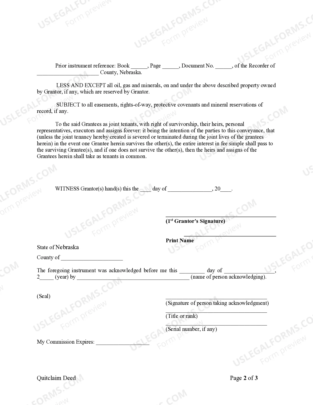 Preview Quitclaim Deed from Individual to Two Individuals in Joint Tenancy