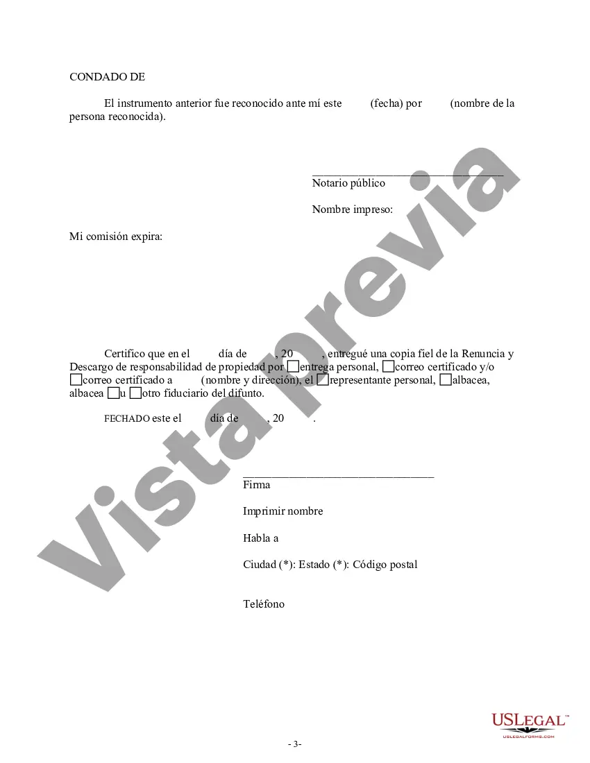 Preview Renuncia y Renuncia de Bienes del Seguro de Vida o Contrato de Renta Vitalicia