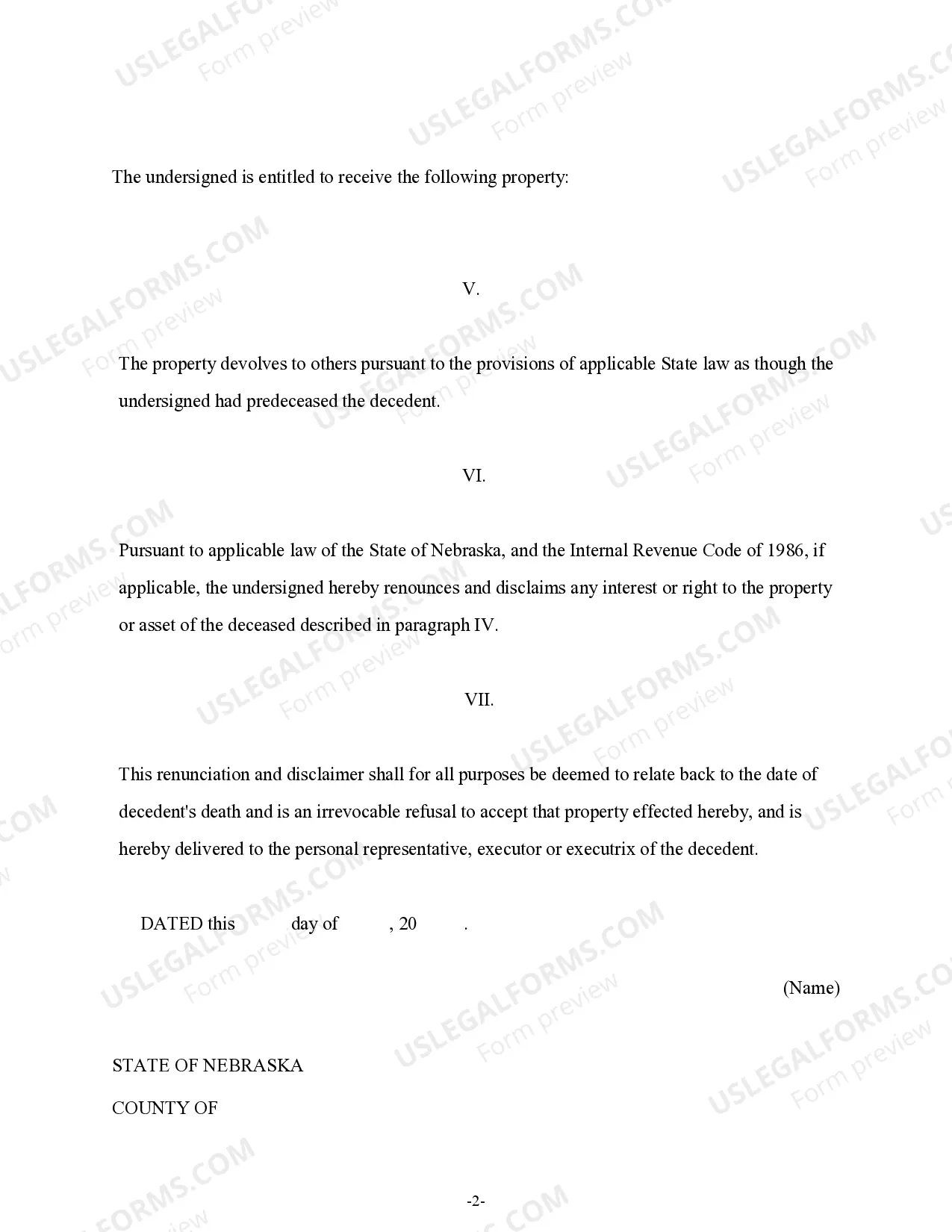 Preview Renunciation And Disclaimer of Property from Life Insurance or Annuity Contract