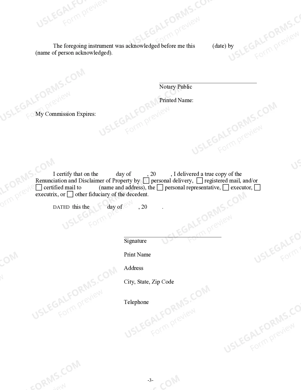 Preview Renunciation And Disclaimer of Property from Life Insurance or Annuity Contract