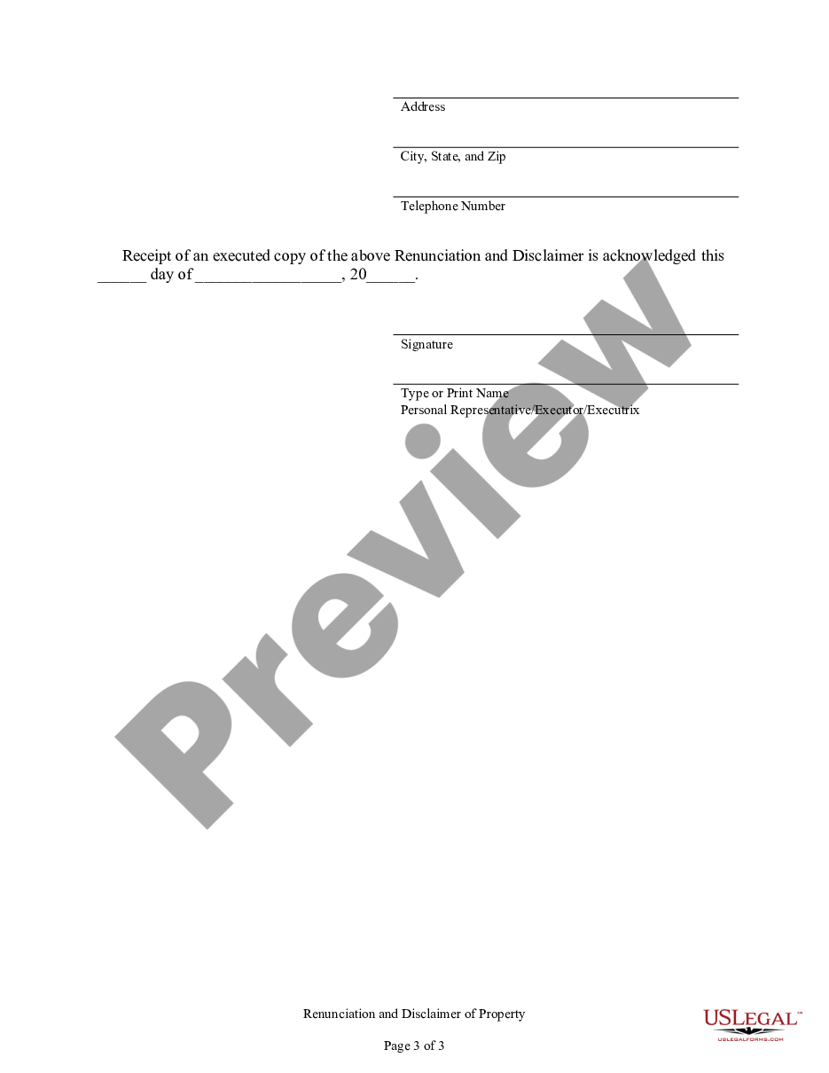 page 2 Renunciation And Disclaimer of Property received by Intestate Succession preview